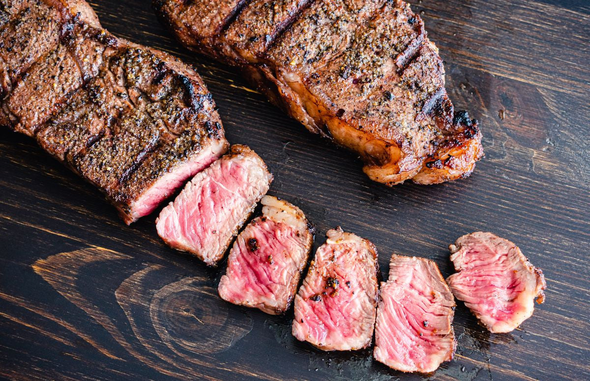 Marinated NY Strip with Bruschetta Salad | Hop Creek Farms
