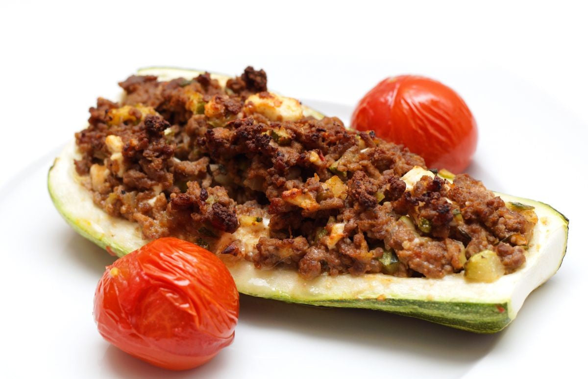Air-Fryer Ground Beef Stuffed Zucchini | Hop Creek Farms